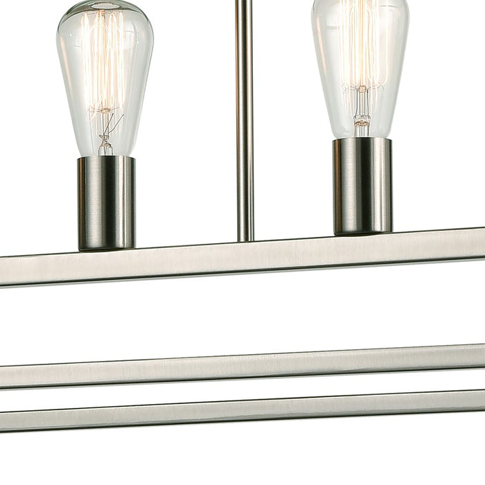 Atlas Lighting Williamsport 37'' Wide 5Lt Linear Chandelier, Nickel