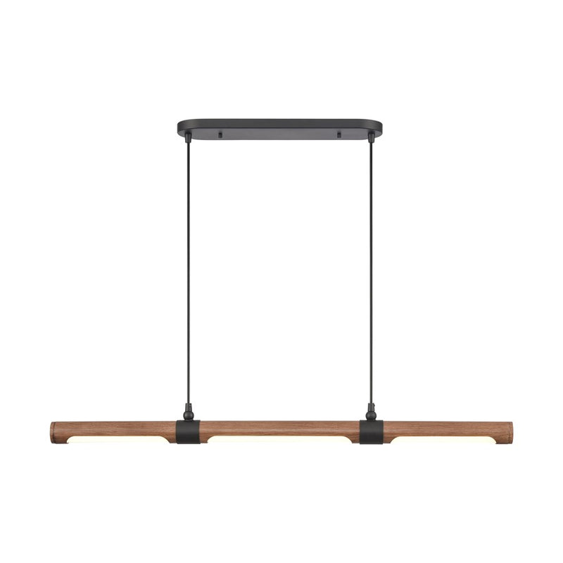 Atlas Lighting Wyatt 40in LED Linear Chandelier | Modern Matte Black and Walnut | Kitchen Island & Dining Room | 40 x 4 x 3 in | Model CL11040-BK