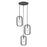 Atlas Lighting 12'' Wide 3Lt Chandelier, Matte Black/Nickel Sockets