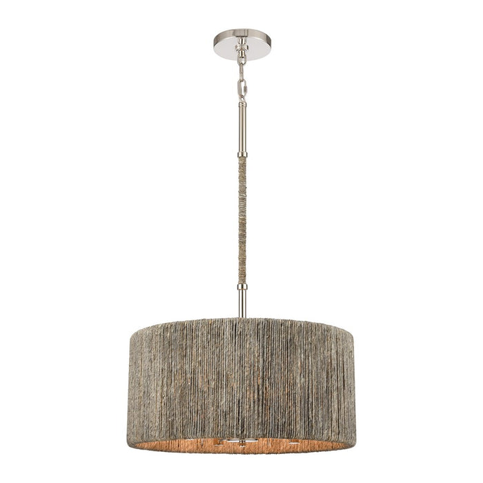 Atlas Lighting Abaca 18'' Wide 4Lt Chandelier, Polished Nickel/Gray