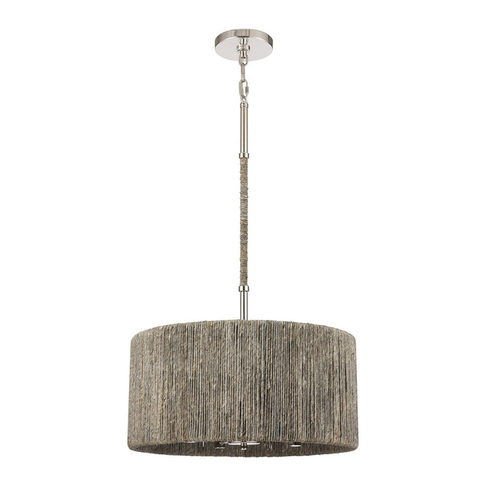 Atlas Lighting Abaca 18'' Wide 4Lt Chandelier, Polished Nickel/Gray