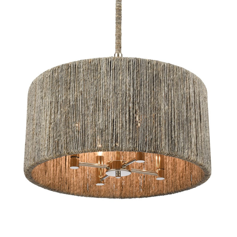 Atlas Lighting Abaca 18'' Wide 4Lt Chandelier, Polished Nickel/Gray