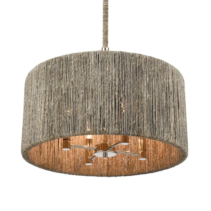 Atlas Lighting Abaca 18'' Wide 4Lt Chandelier, Polished Nickel/Gray