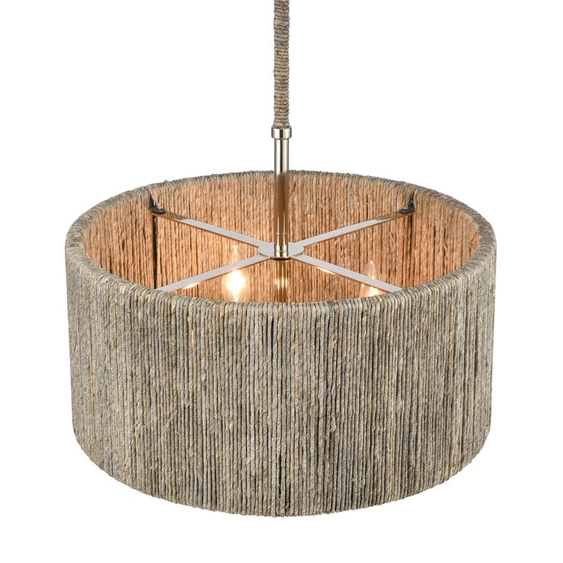 Atlas Lighting Abaca 18'' Wide 4Lt Chandelier, Polished Nickel/Gray