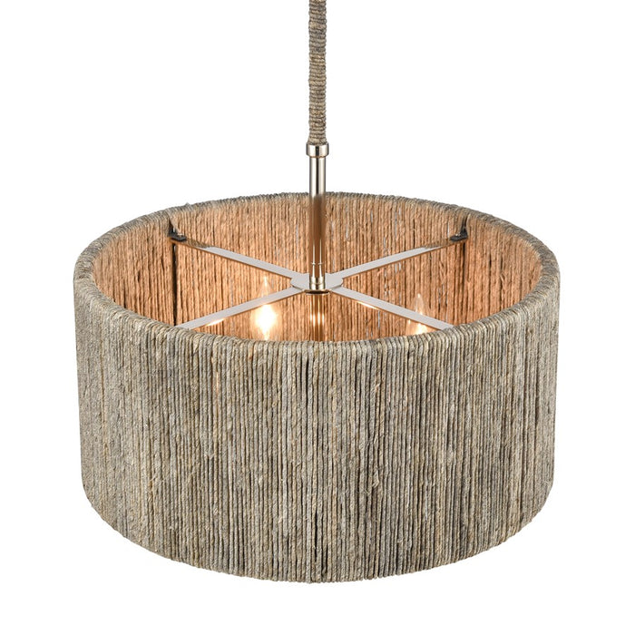 Atlas Lighting Abaca 18'' Wide 4Lt Chandelier, Polished Nickel/Gray