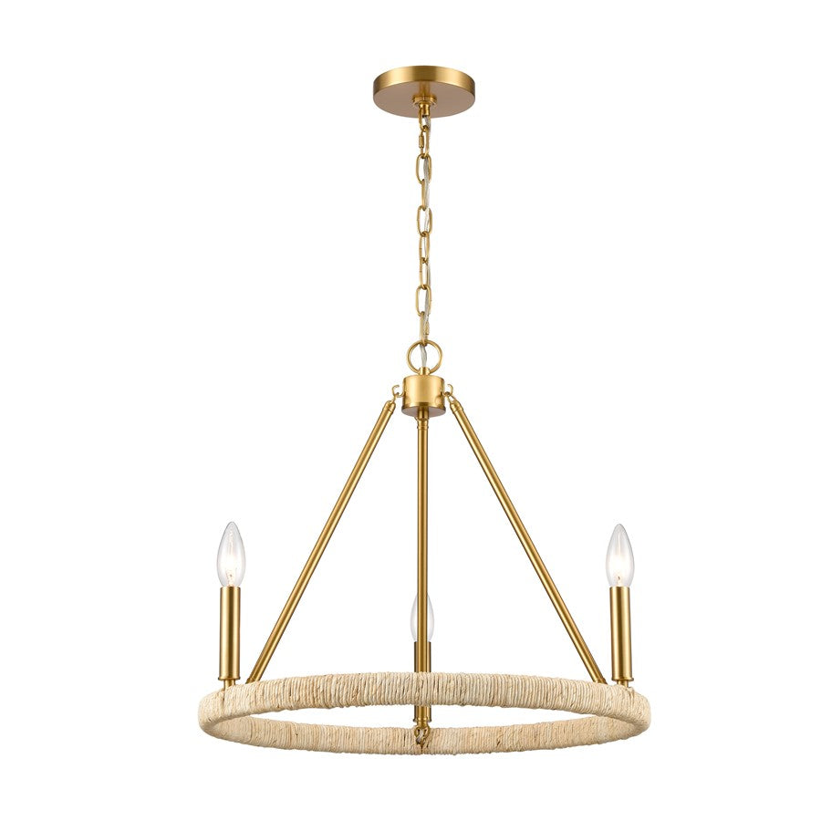 Atlas Lighting Abaca 20'' Wide 3Lt Chandelier, Brushed Gold