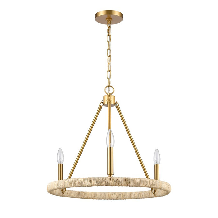 Atlas Lighting Abaca 20'' Wide 3Lt Chandelier, Brushed Gold