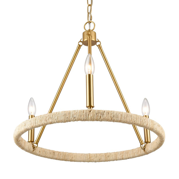 Atlas Lighting Abaca 20'' Wide 3Lt Chandelier, Brushed Gold