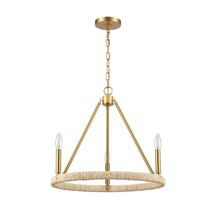 Atlas Lighting Abaca 20'' Wide 3Lt Chandelier, Brushed Gold