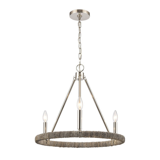 Atlas Lighting Abaca 20'' Wide 3Lt Chandelier, Polished Nickel