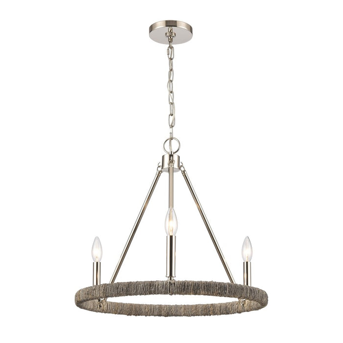 Atlas Lighting Abaca 20'' Wide 3Lt Chandelier, Polished Nickel