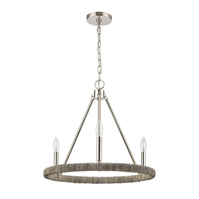 Atlas Lighting Abaca 20'' Wide 3Lt Chandelier, Polished Nickel