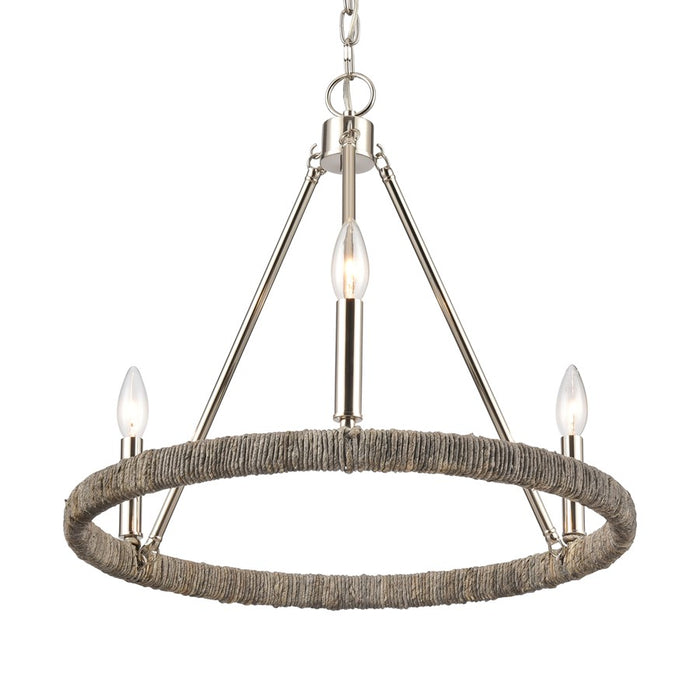 Atlas Lighting Abaca 20'' Wide 3Lt Chandelier, Polished Nickel