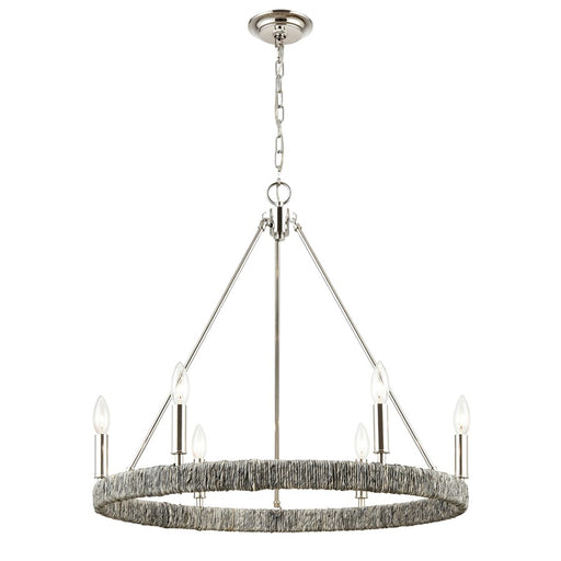 Atlas Lighting Abaca 27'' Wide 6Lt Chandelier, Polished Nickel