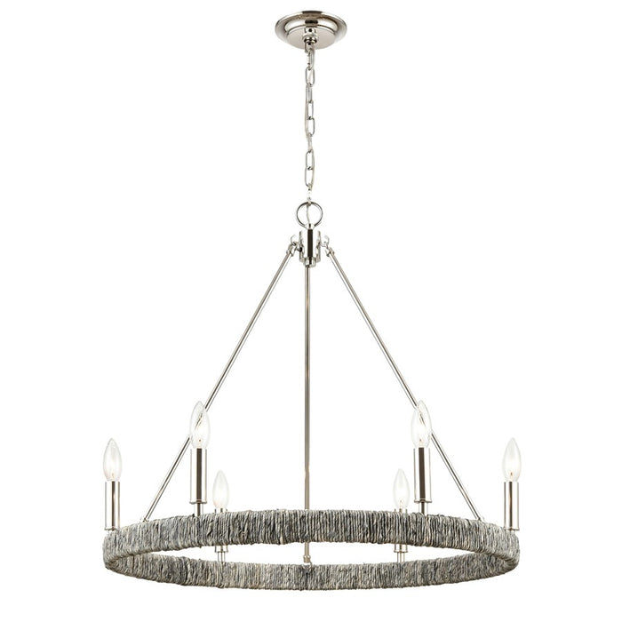 Atlas Lighting Abaca 27'' Wide 6Lt Chandelier, Polished Nickel