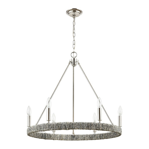 Atlas Lighting Abaca 27'' Wide 6Lt Chandelier, Polished Nickel