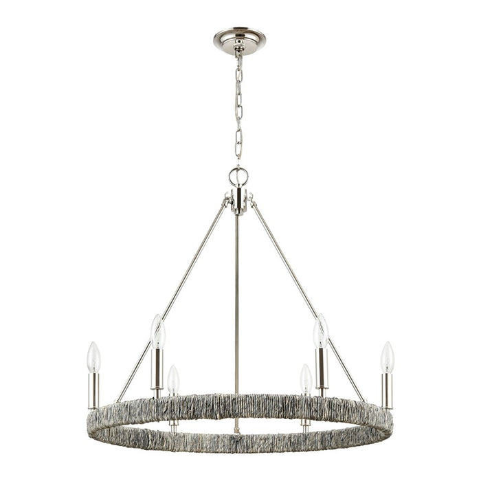 Atlas Lighting Abaca 27'' Wide 6Lt Chandelier, Polished Nickel