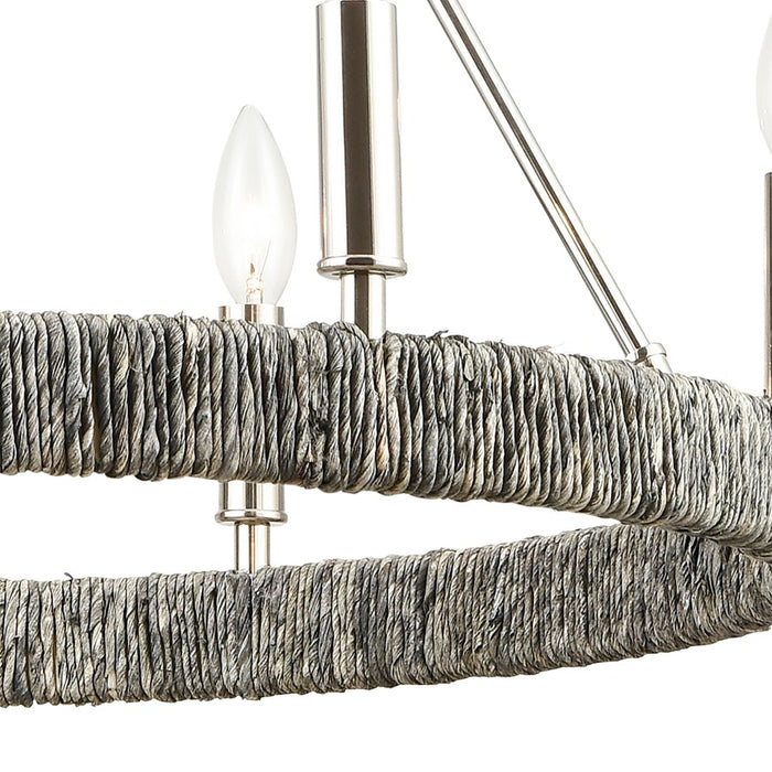 Atlas Lighting Abaca 27'' Wide 6Lt Chandelier, Polished Nickel