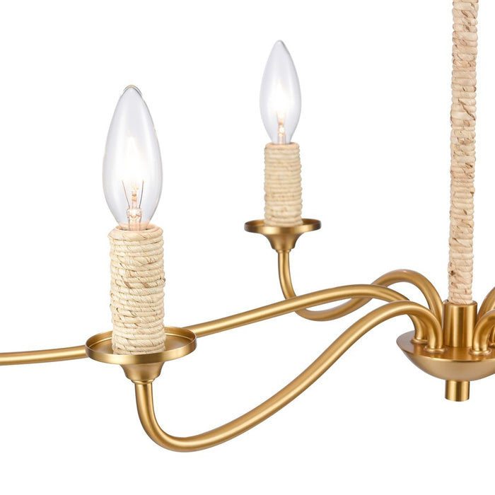 Atlas Lighting Abaca 32'' Wide 6Lt Chandelier, Brushed Gold