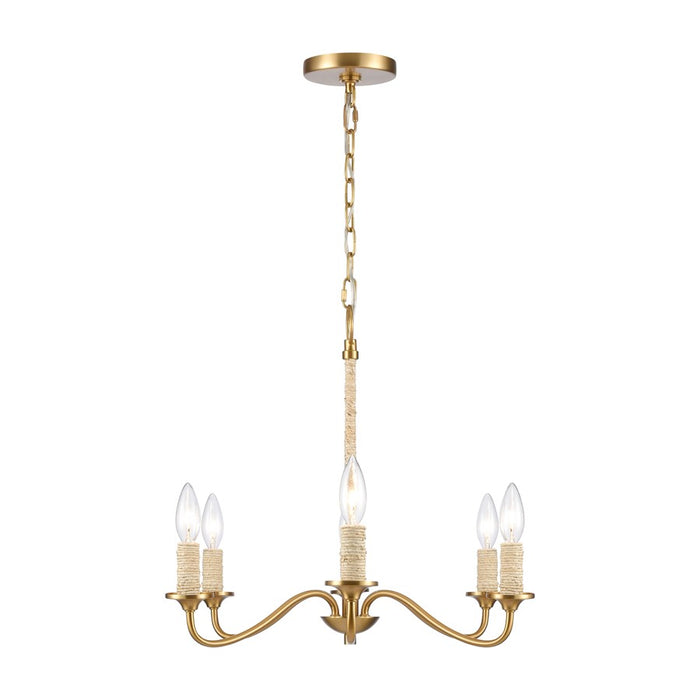 Atlas Lighting Abaca 32'' Wide 6Lt Chandelier, Brushed Gold