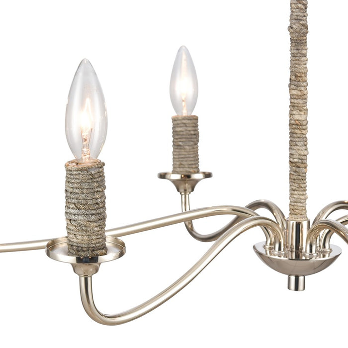 Atlas Lighting Abaca 32'' Wide 6Lt Chandelier, Polished Nickel