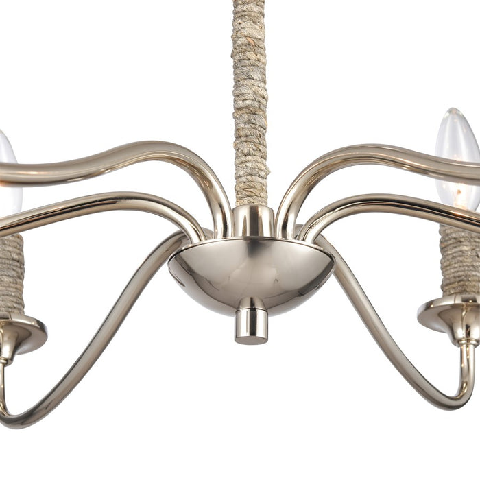 Atlas Lighting Abaca 32'' Wide 6Lt Chandelier, Polished Nickel