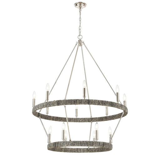 Atlas Lighting Abaca 36'' Wide 14Lt Chandelier, Polished Nickel