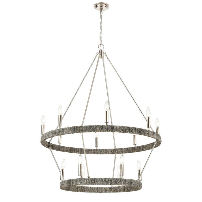 Atlas Lighting Abaca 36'' Wide 14Lt Chandelier, Polished Nickel