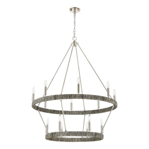 Atlas Lighting Abaca 36'' Wide 14Lt Chandelier, Polished Nickel