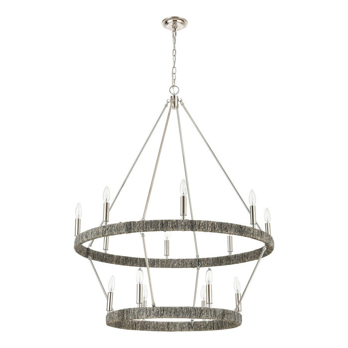 Atlas Lighting Abaca 36'' Wide 14Lt Chandelier, Polished Nickel