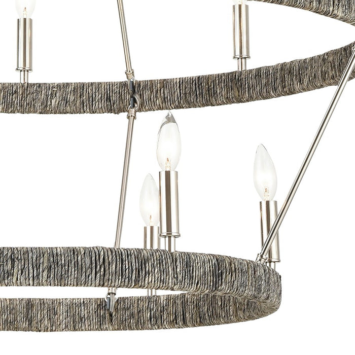 Atlas Lighting Abaca 36'' Wide 14Lt Chandelier, Polished Nickel