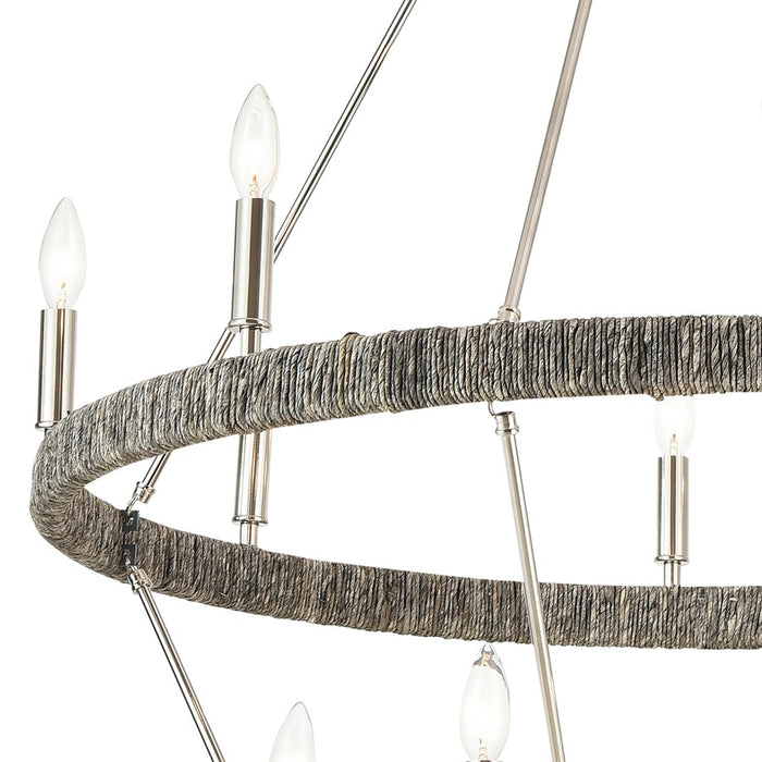 Atlas Lighting Abaca 36'' Wide 14Lt Chandelier, Polished Nickel