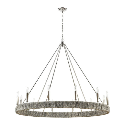 Atlas Lighting Abaca 48'' Wide 12Lt Chandelier, Polished Nickel