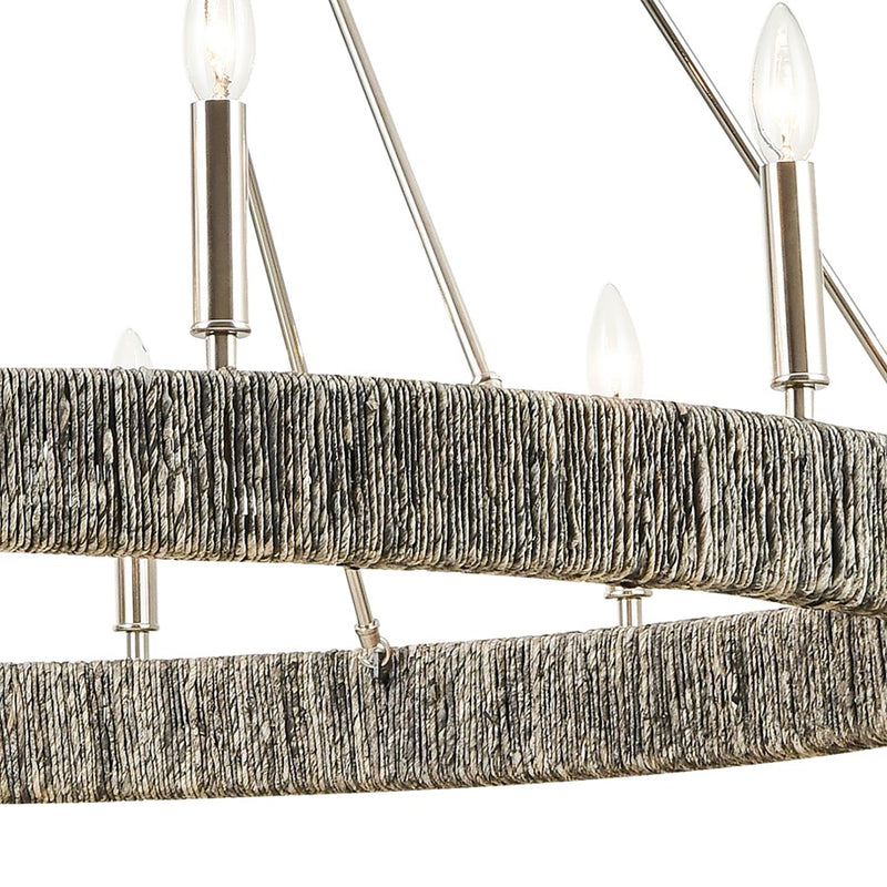 Atlas Lighting Abaca 48'' Wide 12Lt Chandelier, Polished Nickel