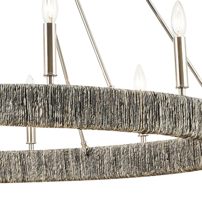 Atlas Lighting Abaca 48'' Wide 12Lt Chandelier, Polished Nickel