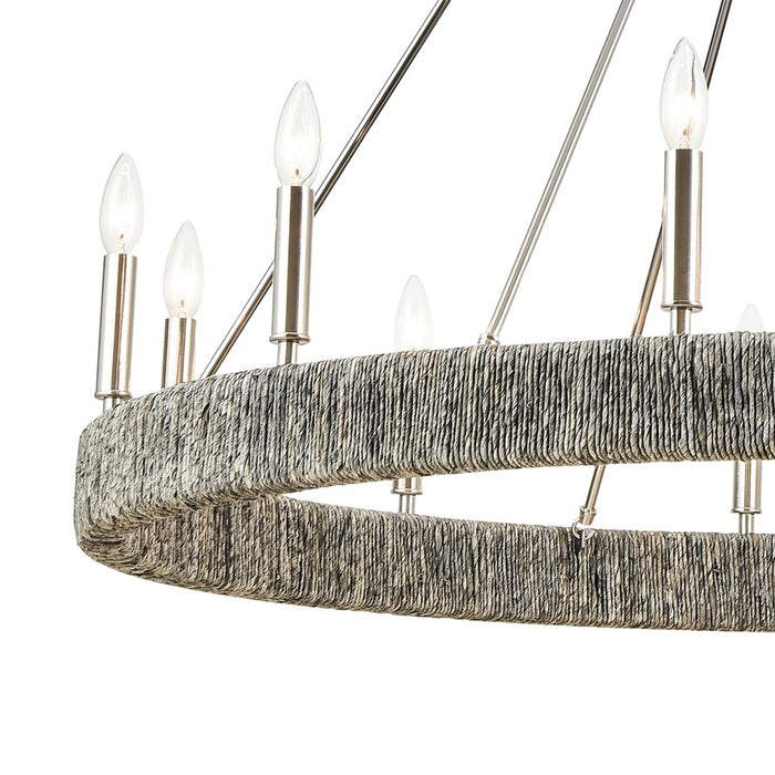 Atlas Lighting Abaca 48'' Wide 12Lt Chandelier, Polished Nickel
