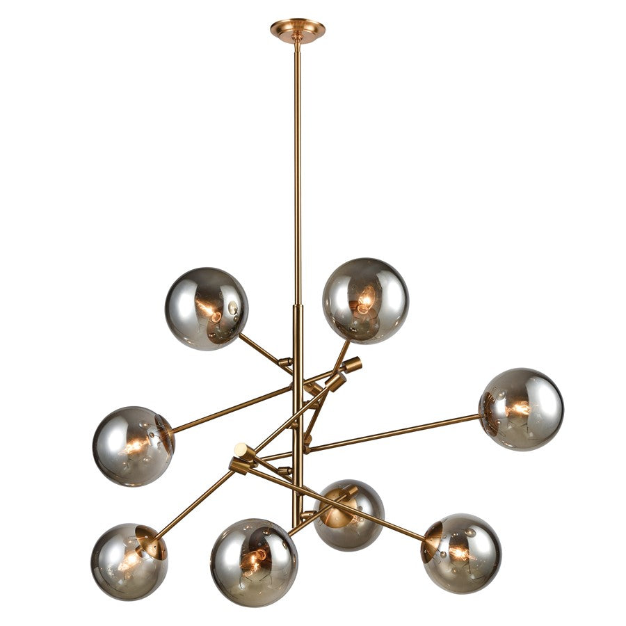 Atlas Lighting Accelerated Returns 34''W 8Lt Chandelier, Brass/Gray