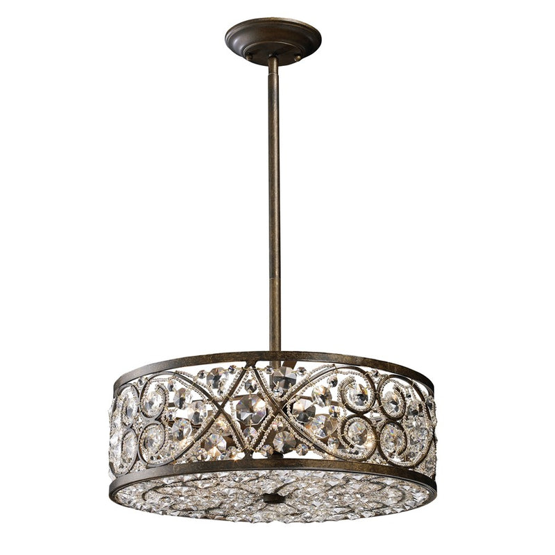 Atlas Lighting Amherst 17in 6-Light Chandelier | Traditional Antique Bronze and Clear Crystal | Dining Room & Foyer | Model CL11056-BZ