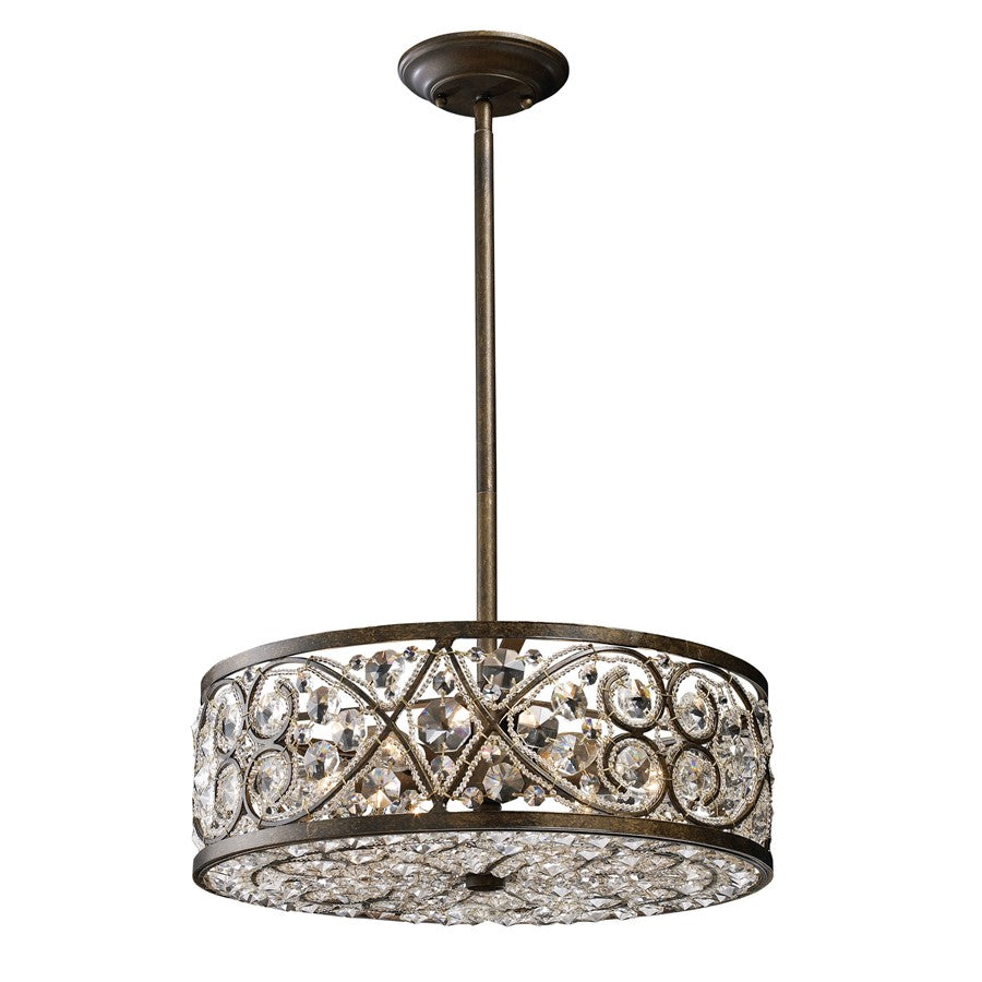 Atlas Lighting Amherst 17'' Wide 6Lt Chandelier, Antique Bronze