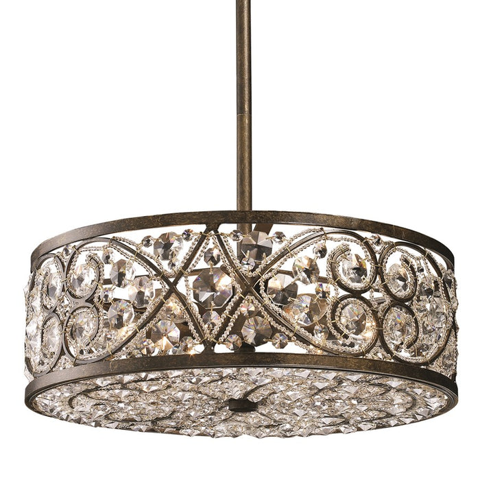 Atlas Lighting Amherst 17'' Wide 6Lt Chandelier, Antique Bronze