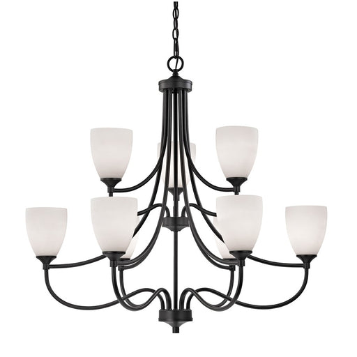 Atlas Lighting Arlington 36''W 9Lt Chandelier, Bronze/White Glass