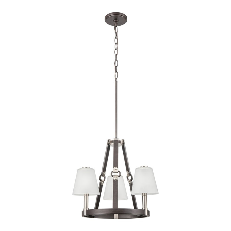 Atlas Lighting Armstrong Grove 18in 3-Light Chandelier | Transitional Charcoal and Satin Nickel with White Frosted Glass | Dining | Model CL11064-BK