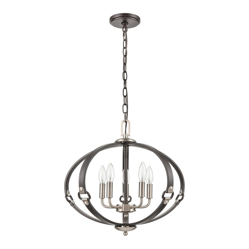Atlas Lighting Armstrong Grove 20in 5-Light Chandelier | Transitional Charcoal and Satin Nickel | Dining Room & Kitchen Island | Model CL11065-BK