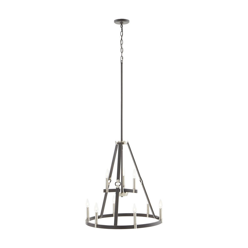Atlas Lighting Armstrong Grove 25in 9-Light Chandelier | Transitional Charcoal and Satin Nickel | Dining Room & Kitchen Island | Model CL11067-BK