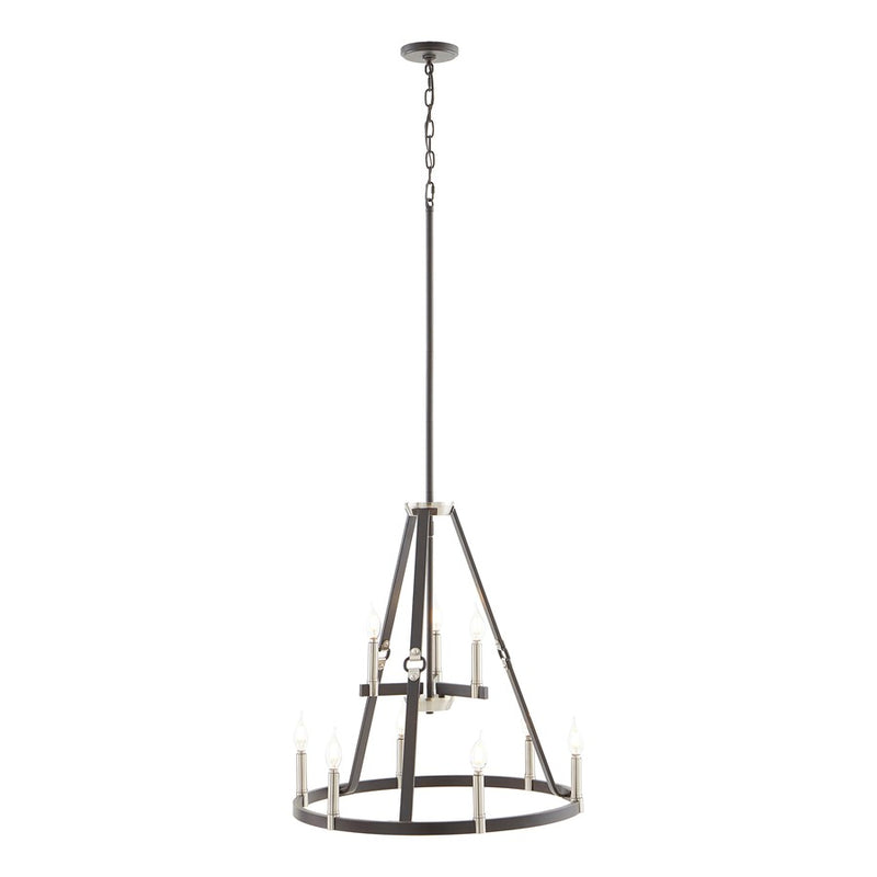 Atlas Lighting Armstrong Grove 25in 9-Light Chandelier | Transitional Charcoal and Satin Nickel | Dining Room & Kitchen Island | Model CL11067-BK