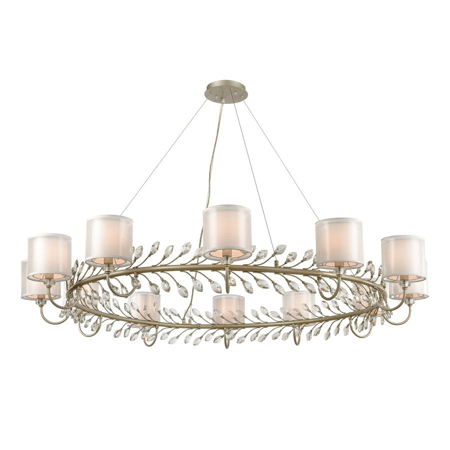 Atlas Lighting Asbury 62'' Wide 12Lt Chandelier, Aged Silver