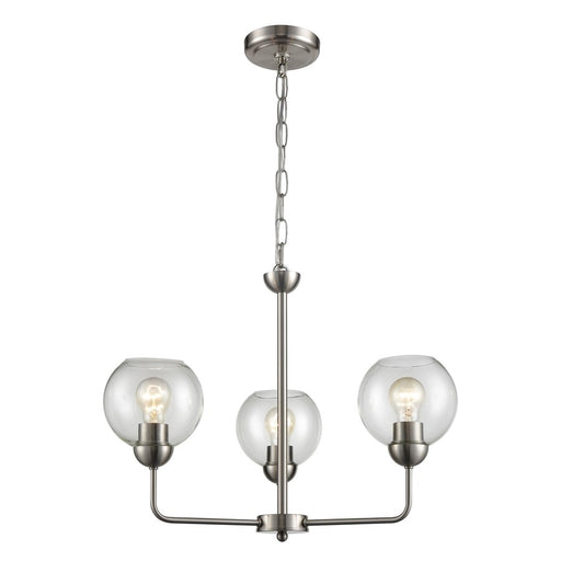 Atlas Lighting Astoria 23''W 3Lt Chandelier, Brushed Nickel/Clear