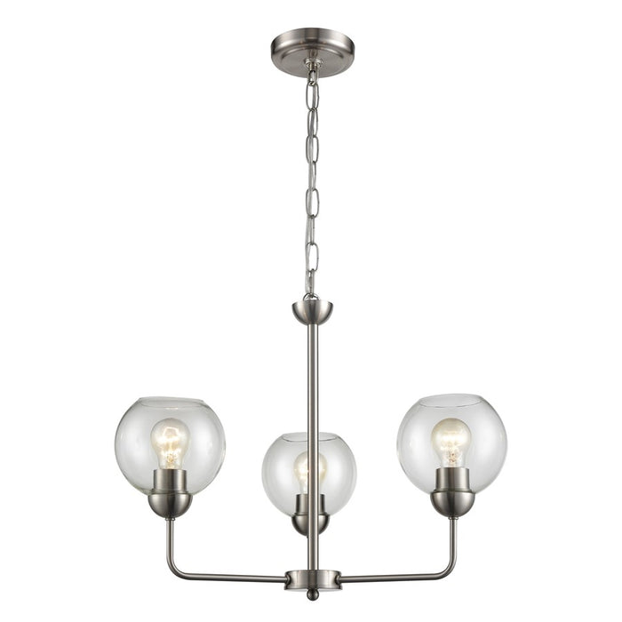 Atlas Lighting Astoria 23''W 3Lt Chandelier, Brushed Nickel/Clear