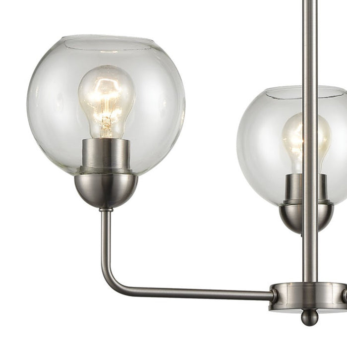 Atlas Lighting Astoria 23''W 3Lt Chandelier, Brushed Nickel/Clear