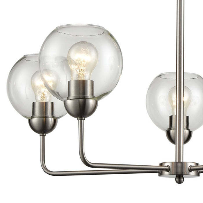 Atlas Lighting Astoria 28''W 5Lt Chandelier, Brushed Nickel/Clear